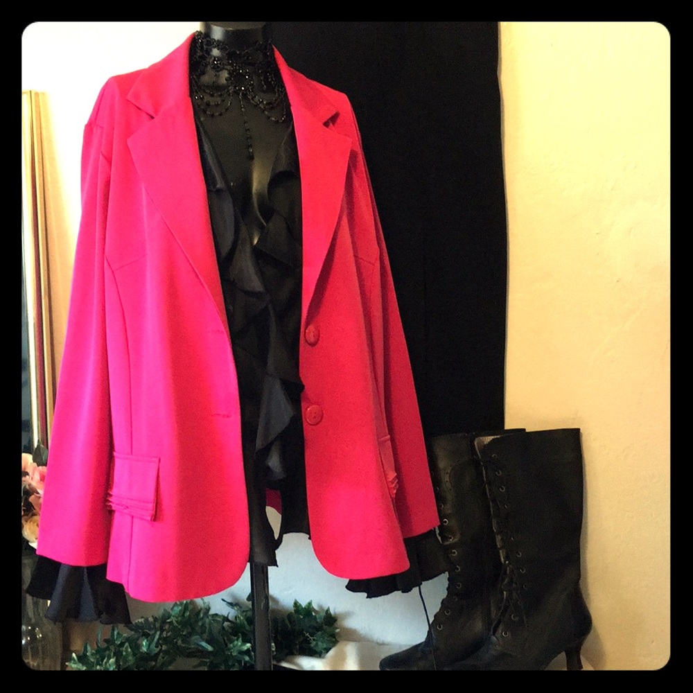 Beware Fushia Big Button Blazer